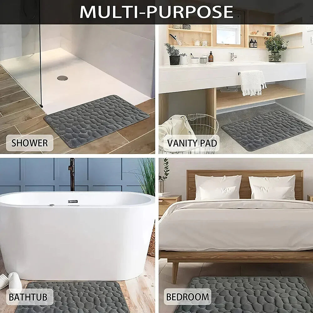 Super Water Absorbent Soft Memory Foam Bath Mat Non-Slip Bathroom Shower Rug