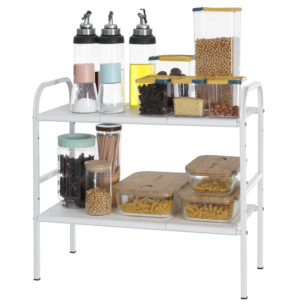 Under Sink Organizer under Sink Organizers and Storage 34 X 9.6 X 19 Inches Expandable under Sink Storage 2-Tier Rack for Kitchen Bathroom Cabinet, White