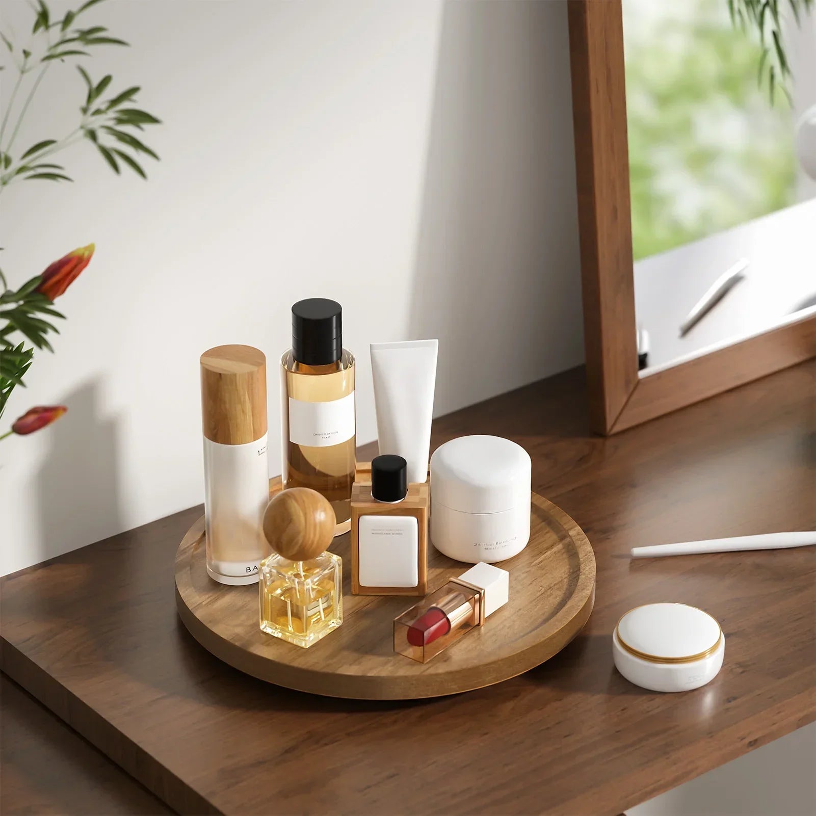 Lazy Susan Turntable Organizer, 9 Inch Wooden Lazy Susan Cabinet, Dining Table, Storage Room, Countertop, Cabinet, Bathroom Organization