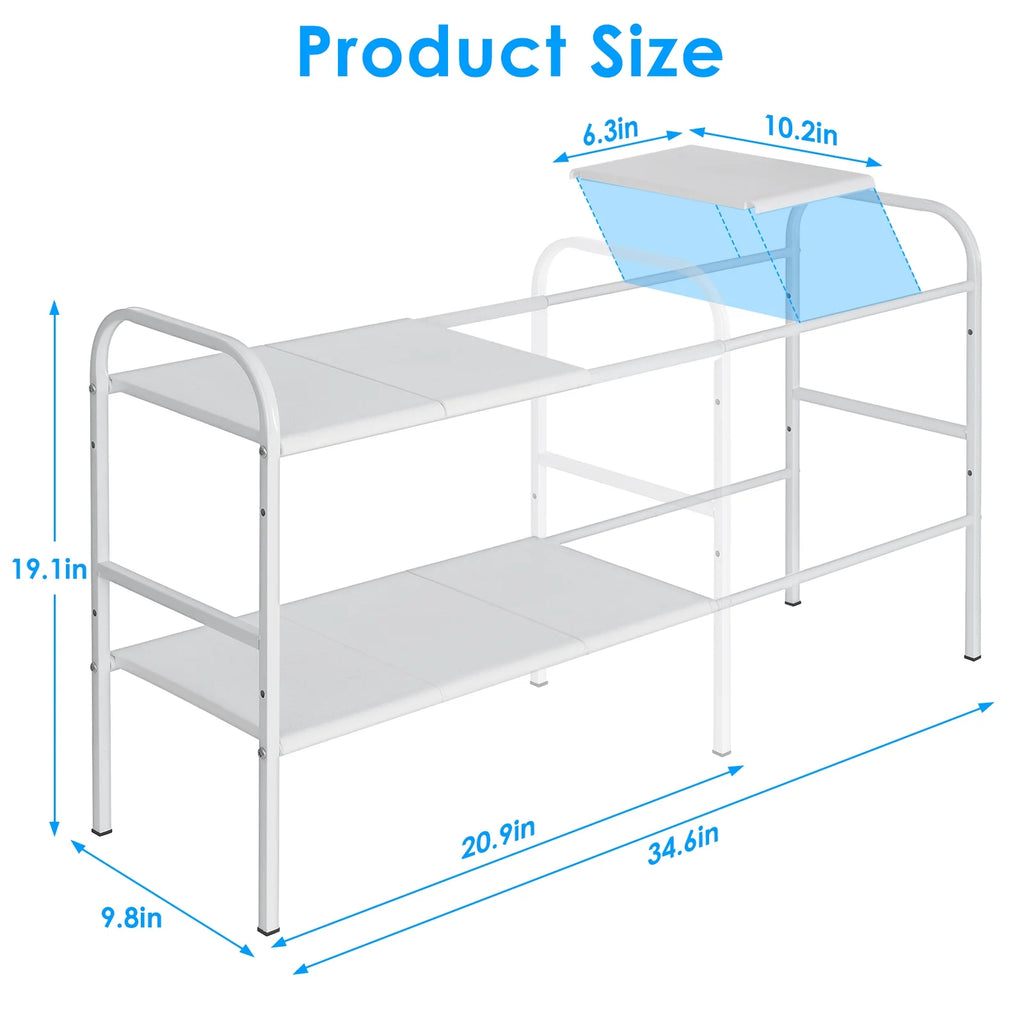 Under Sink Organizer under Sink Organizers and Storage 34 X 9.6 X 19 Inches Expandable under Sink Storage 2-Tier Rack for Kitchen Bathroom Cabinet, White