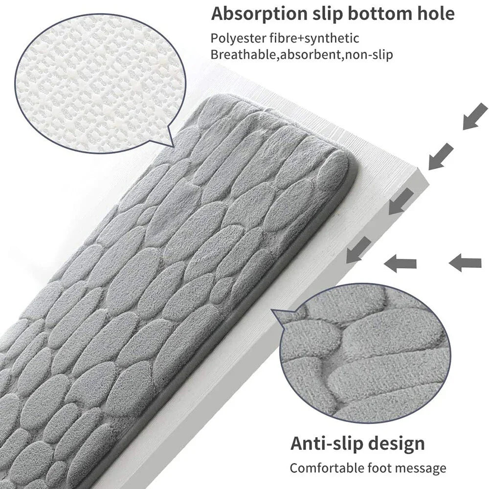 Super Water Absorbent Soft Memory Foam Bath Mat Non-Slip Bathroom Shower Rug