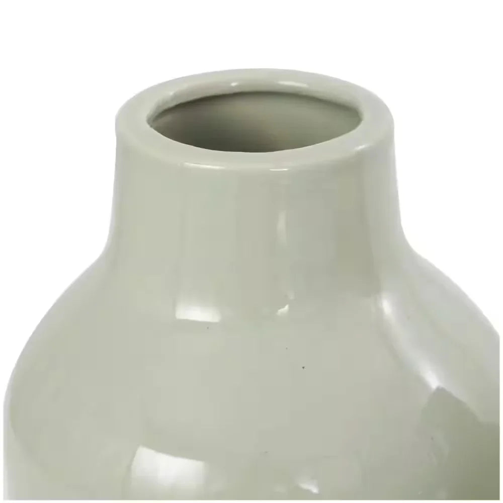 Green Minimalistic Rounded Ceramic Decorative Vase with Varying Shapes (Set of 3)