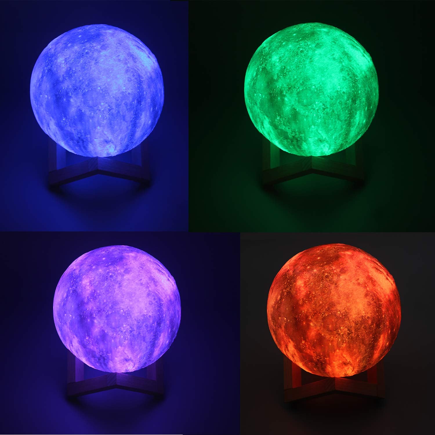 Moon Lamp, Galaxy Lamp Kids Night Light 16 Colors 3D LED Moon Light with Stand, Timing & Remote & Touch Control Brightness USB Rechargeable Christmas Birthday Gifts for Boys Girls Friends