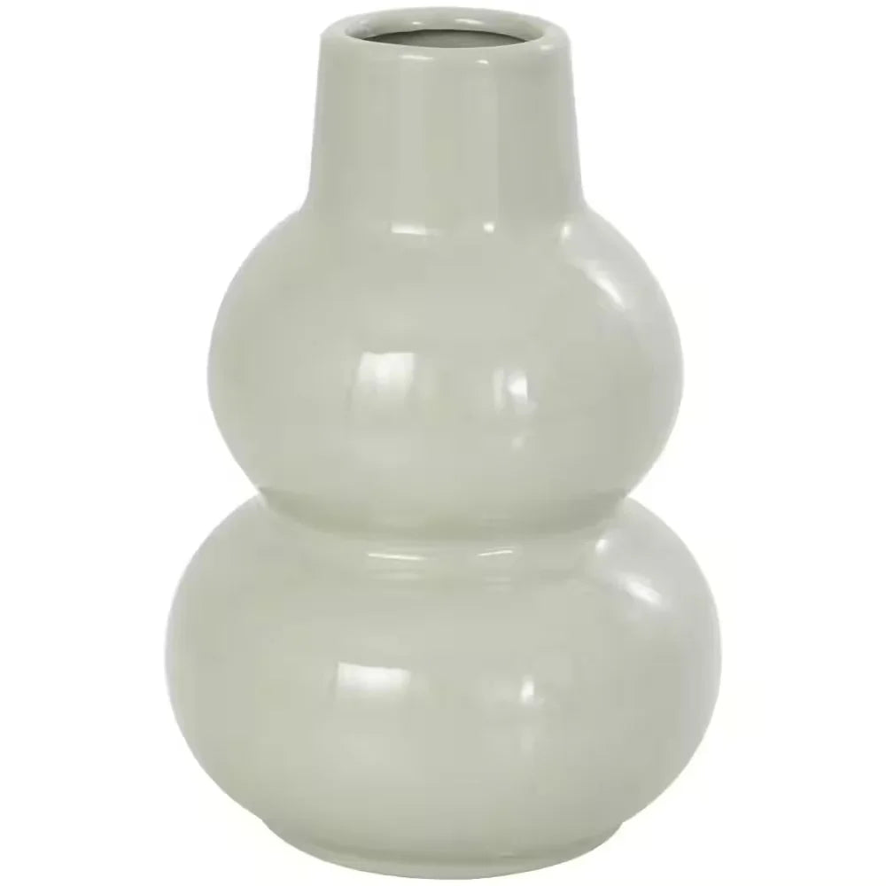 Green Minimalistic Rounded Ceramic Decorative Vase with Varying Shapes (Set of 3)
