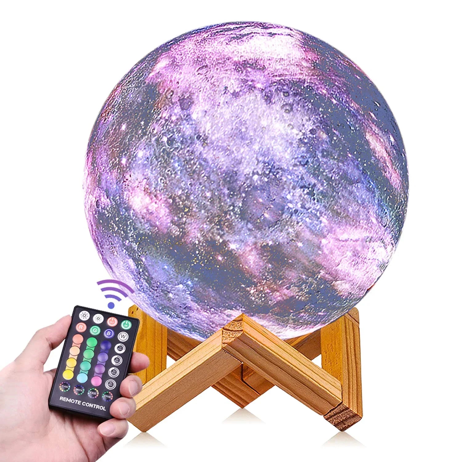 Moon Lamp, Galaxy Lamp Kids Night Light 16 Colors 3D LED Moon Light with Stand, Timing & Remote & Touch Control Brightness USB Rechargeable Christmas Birthday Gifts for Boys Girls Friends