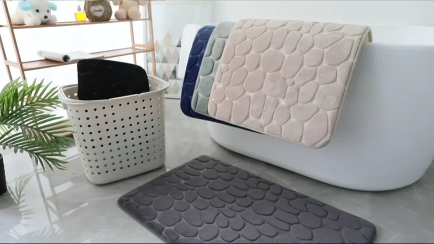 Super Water Absorbent Soft Memory Foam Bath Mat Non-Slip Bathroom Shower Rug