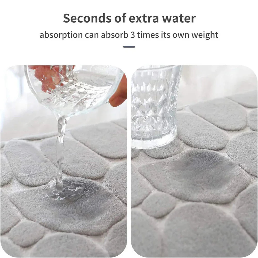 Super Water Absorbent Soft Memory Foam Bath Mat Non-Slip Bathroom Shower Rug
