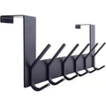Over the Door Hook Door Hanger, over the Door Towel Rack with 6 Coat Hooks for Hanging, Black