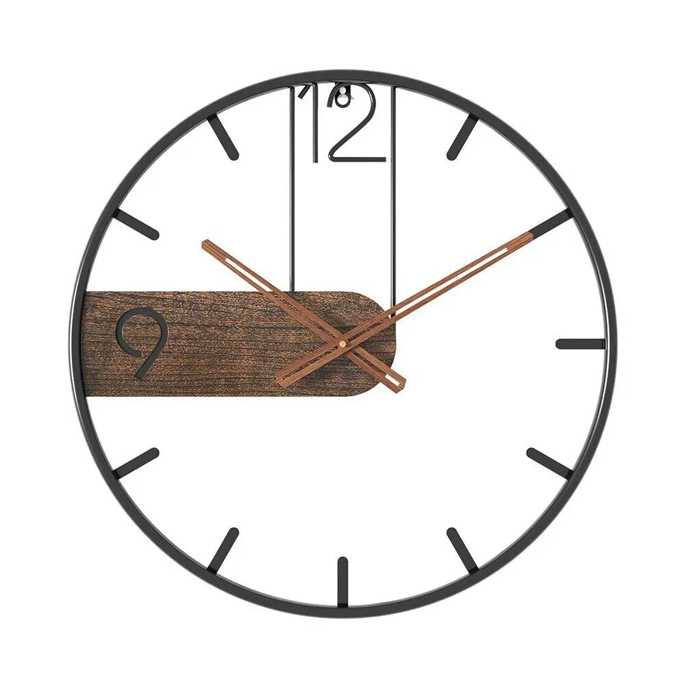 Minimalist Walnut Wood Wall Clock with Stainless Steel Frame | Silent Quartz Movement | Modern Living Room Office Decor