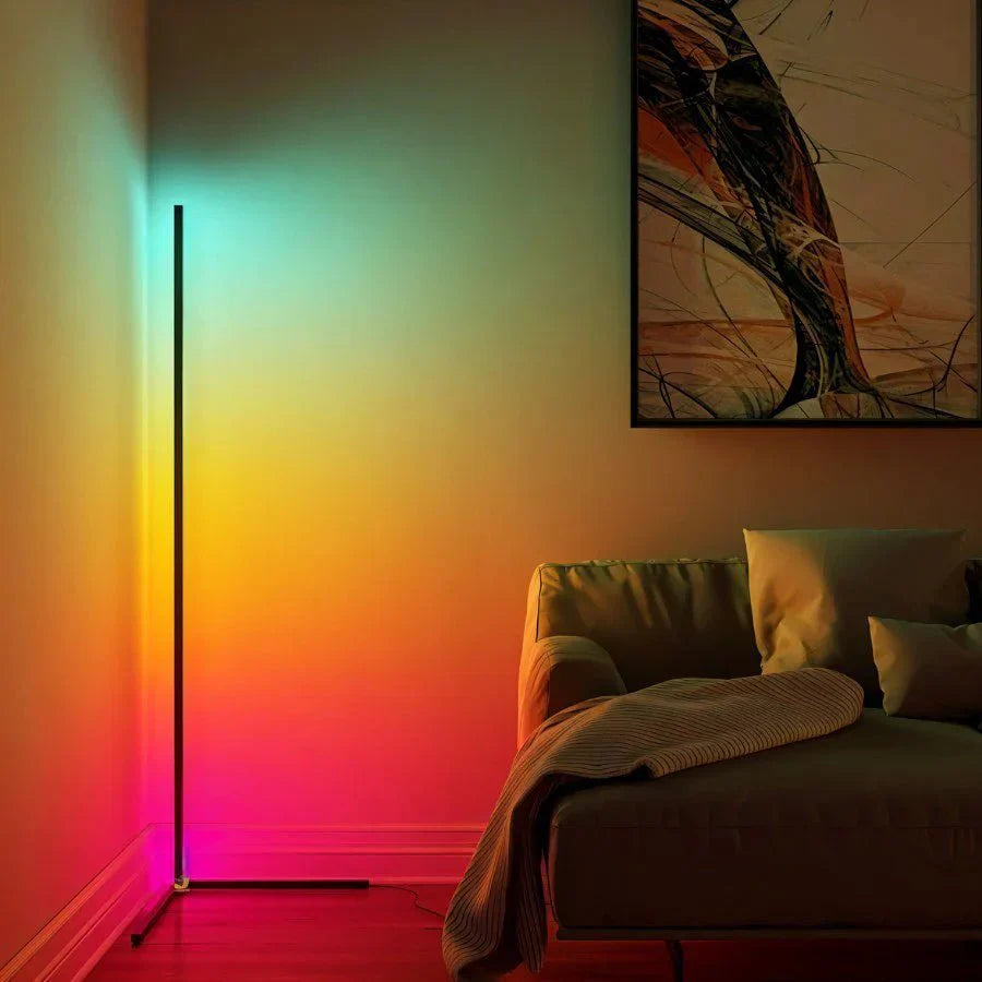 LED Corner Floor Lamp,360°Color Changing Lamp with Bluetooth APP, Remote Control, Music Sync, 16 Million DIY Colors & Timing for Living Room Gaming Room