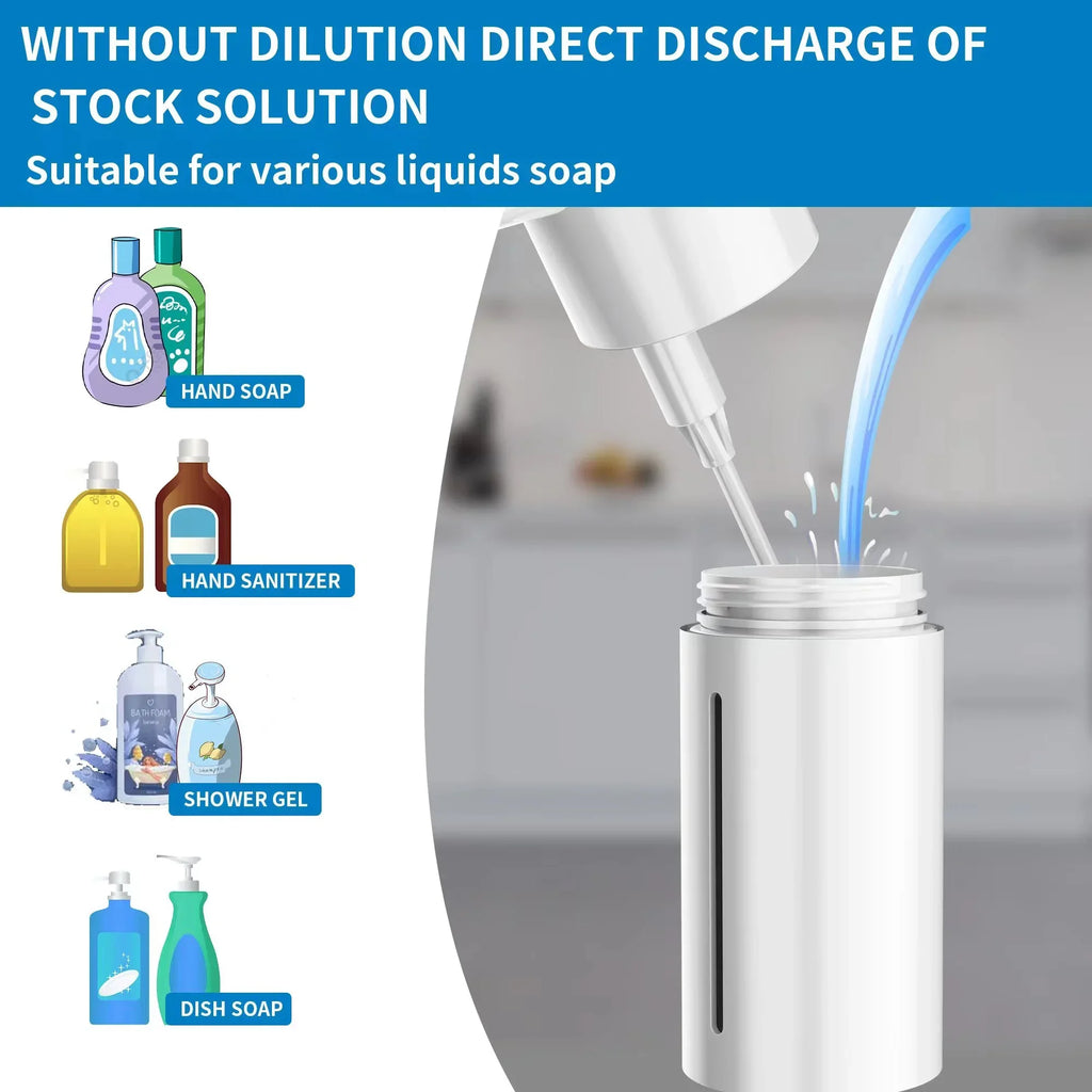 Automatic Soap Dispenser,Soap Dispenser Bathroom,15 Upgrade Adjustable Volume for Thin and Thick Liquid Kitchen Soap Dispenser,Electric Hand Sanitizer Soap Dispenser Wall Mounted White