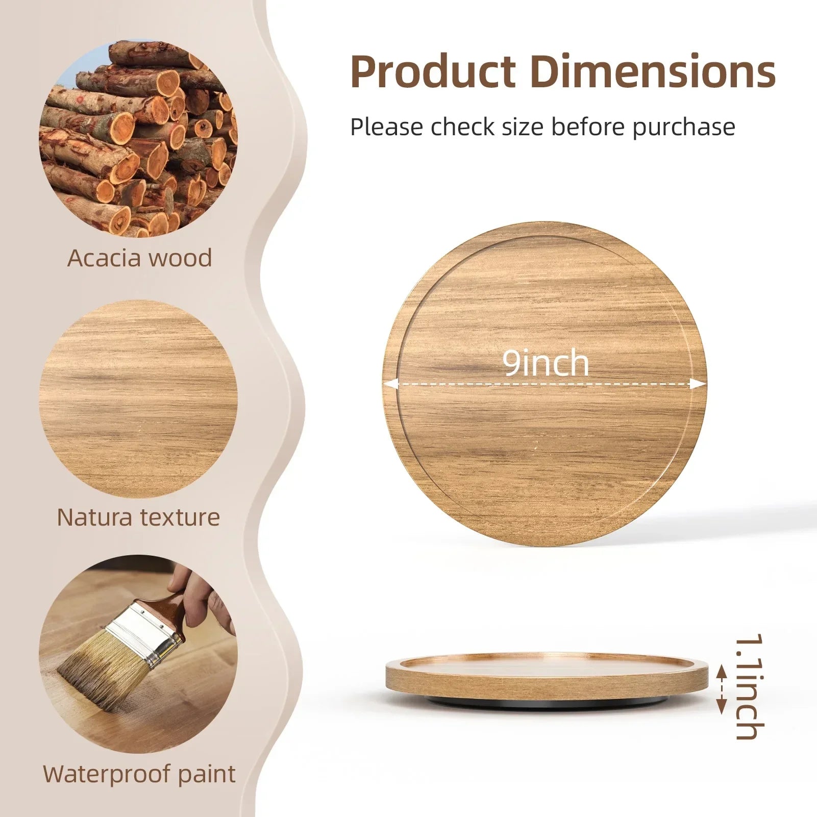 Lazy Susan Turntable Organizer, 9 Inch Wooden Lazy Susan Cabinet, Dining Table, Storage Room, Countertop, Cabinet, Bathroom Organization