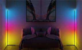 LED Corner Floor Lamp,360°Color Changing Lamp with Bluetooth APP, Remote Control, Music Sync, 16 Million DIY Colors & Timing for Living Room Gaming Room