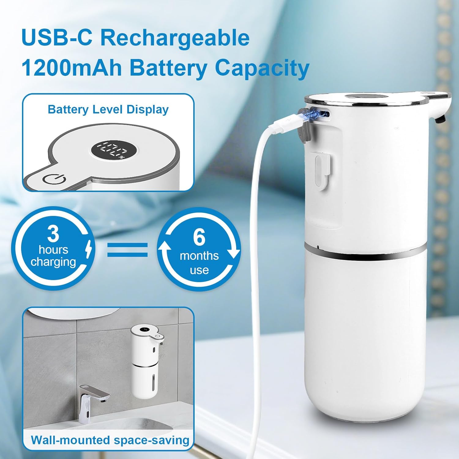 Smart Touchless Soap Dispenser - Rechargeable & Waterproof